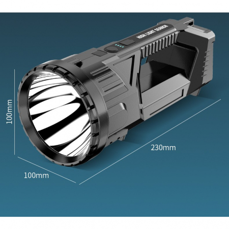 Lanterna LED, Flippy, Incarcare USB, Autonomie 8-24h, 2 Surse de Lumina, Principal si Lateral, Raza Maxima 100-200 m, COB, 5W, 23 x 10 x 10 cm, Negru [7]