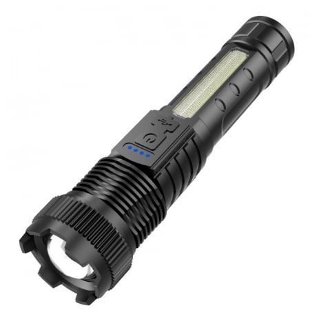 Iluminat & electrice - Lanterna LED Flippy P50 mare, Incarcare USB, 10W, 2 Surse de Lumina, 16 x 3.8 cm, Negru