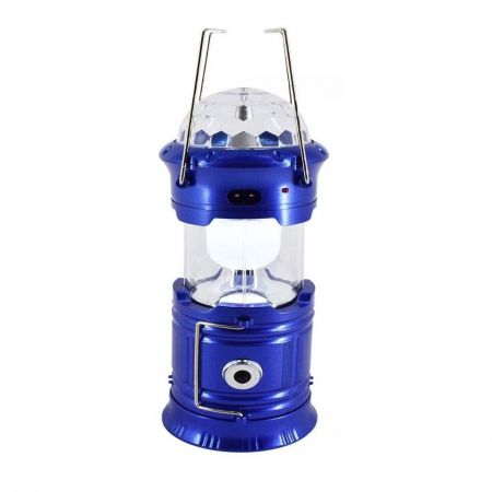 Pentru Casa si Camping - Lanternă pliabilă de camping Magic cool cu ​​lampă disc și USB Flippy, Lanterna, Felinar, Acumulator 1200 mAh, reincarcabila, 6 LED + 1 W + 3C culori, Albastru