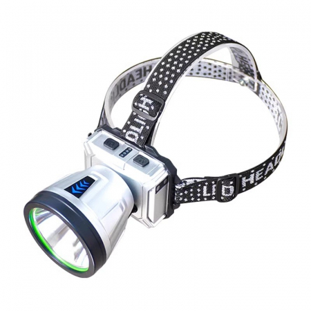 Lichidare Lanterna Power Bank LED, Flippy, cu Suport pentru Cap, Incarcare USB, Raza 100-200m, 5W, 3 Trepte de Lumina, Afisaj Baterie, Argintiu [2]