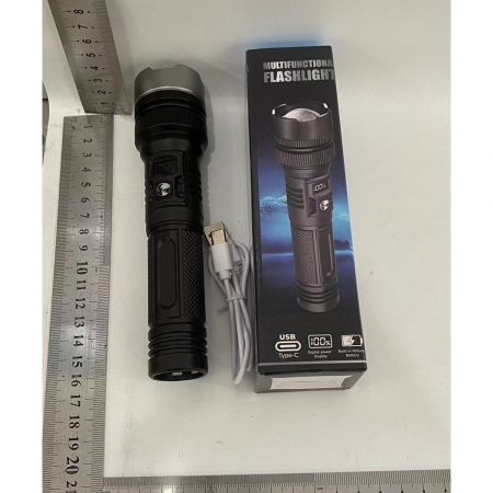 Lanterna Power Bank LED, Flippy, Incarcare USB, Raza 200m, 10W, Model T6 Telescopic, Functie Zoom si Incarcare Telefon, 1800 mAh, Negru [1]