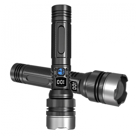 Lanterna Power Bank LED, Flippy, Incarcare USB, Raza 200m, 10W, Model T6 Telescopic, Functie Zoom si Incarcare Telefon, 1800 mAh, Negru [4]