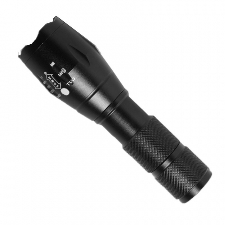 Iluminat & electrice - Lanterna Power Bank LED, Flippy, Incarcare USB, Raza 300m, 5W, Model T9 Telescopic 14.7 -15.7 cm, Functie Zoom si Incarcare Telefon, Negru