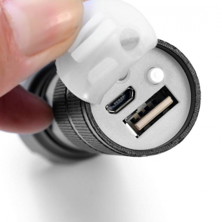 Lanterna Power Bank LED, Flippy, Incarcare USB, Raza 300m, 5W, Model T9 Telescopic 14.7 -15.7 cm, Functie Zoom si Incarcare Telefon, Negru [2]