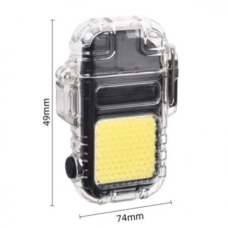 Lanterna Tip Breloc cu Bricheta, Flippy, Impermeabila, 3 Moduri Iluminare, 300 mAh, Incarcare USB-C, COB, Raza de Actiune 50 - 100 m, 7.4 x 4.9 x 1.7 cm, Gri [7]