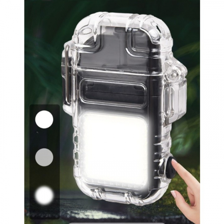 Lanterna Tip Breloc cu Bricheta, Flippy, Impermeabila, 3 Moduri Iluminare, 300 mAh, Incarcare USB-C, COB, Raza de Actiune 50 - 100 m, 7.4 x 4.9 x 1.7 cm, Gri [4]