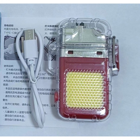 Lichidare Lanterna Tip Breloc cu Bricheta, Flippy, Impermeabila, 3 Moduri Iluminare, 300 mAh, Incarcare USB-C, COB, Raza de Actiune 50 - 100 m, 7.4 x 4.9 x 1.7 cm, Rosu [2]