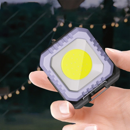 Lanterna Tip Breloc, Flippy, 5 Moduri de Luminat, Incarcare USB Tip C, 5W, Impermeabila IPX5, 500 lm, COB, Mov [3]