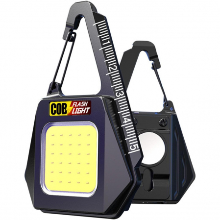 Lanterna Tip Breloc, Flippy, Impermeabila, Incarcare USB-C, COB, 8 x 5.3 cm, 500 mAh, 5W, Negru Galben [5]