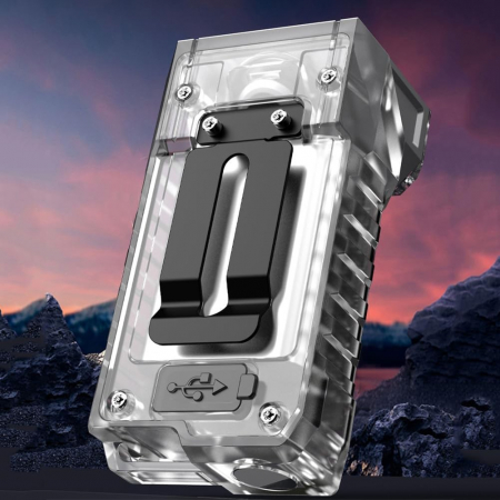 Lanterna UV LED Portabila, Flippy, Incarcare USB Tip C, Raza 50 m, 5W, 3 Culori de Lumina, 1200 mAh, 8 x 2 x 4.2 cm, Transparent Fluorescent [3]