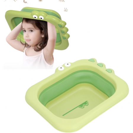 Lavoar Pliabil, Flippy, pentru Copii, din PP/TPE, Portabil, Model Crocodil, 30x24.5x9 cm, Verde [3]