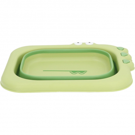 Lavoar Pliabil, Flippy, pentru Copii, din PP/TPE, Portabil, Model Crocodil, 30x24.5x9 cm, Verde [1]