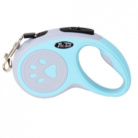 Accesorii pentru animale - Lesa Automata Retractabila, Flippy, pentru Caini, 3m, 20 kg, ABS, Gri/Bleu, 8x12x4 cm