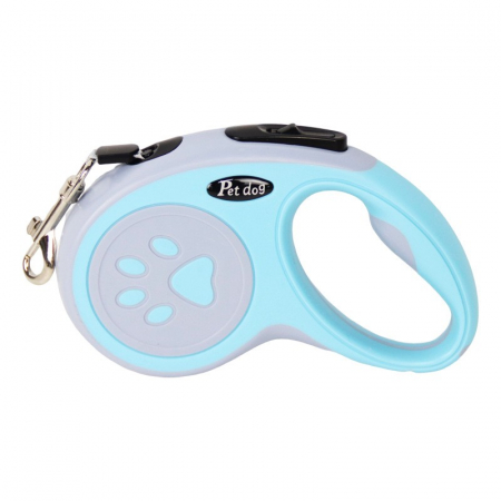 Lesa Automata Retractabila, Flippy, pentru Caini, 3m, 20 kg, ABS, Gri/Bleu, 8x12x4 cm [3]