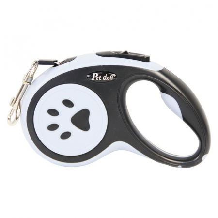 Accesorii pentru animale - Lesa Automata Retractabila, Flippy, pentru Caini, 3m, 20 kg, ABS, Negru/Bleu, 8x12x4 cm