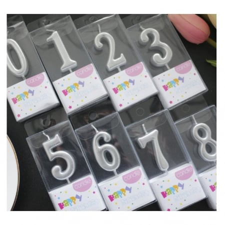Articole petrecere - Lumanare de Tort, Flippy, Model Cifra 7, Party, 4.5 x 2.5 cm, din Parafina, Argintiu