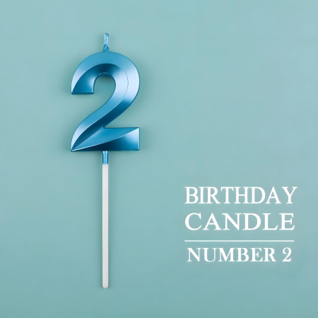 Lumanare Cifra 2, Flippy, Model Diamond, 5 x 3.4 cm, Albastru [6]