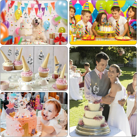 Lumanare Cifra 2, Flippy, Model Diamond, 5 x 3.4 cm, Argintiu [4]