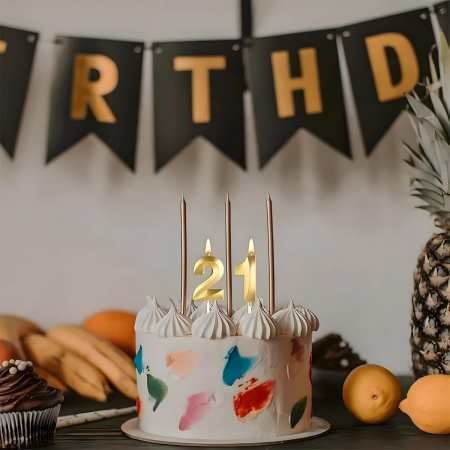 Lumanare Cifra 2, Flippy, Model Diamond, 5 x 3.4 cm, Auriu [1]