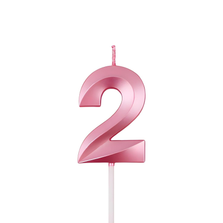 Lumanare Cifra 2, Flippy, Model Diamond, 5 x 3.4 cm, Roz [4]