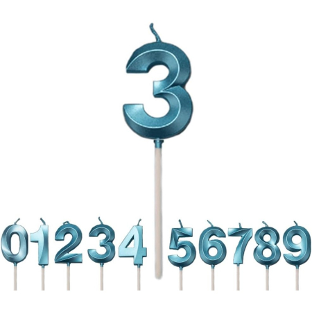 Lumanare Cifra 3, Flippy, Model Diamond, 5 x 3.4 cm, Albastru [4]