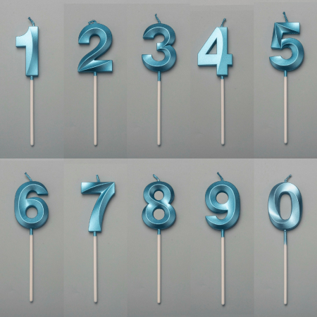 Lumanare Cifra 4, Flippy, Model Diamond, 5 x 3.4 cm, Albastru [3]