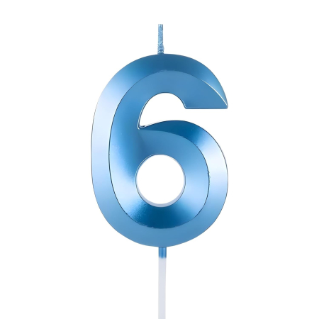 Lumanare Cifra 6, Flippy, Model Diamond, 5 x 3.4 cm, Albastru [5]
