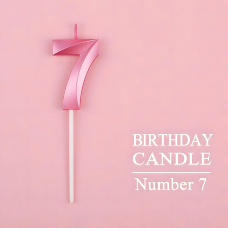 Lumanare Cifra 7, Flippy, Model Diamond, 5 x 3.4 cm, Roz [4]