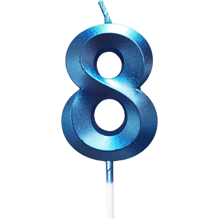 Articole petrecere - Lumanare Cifra 8, Flippy, Model Diamond, 5 x 3.4 cm, Albastru