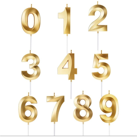 Lumanare Cifra 9, Flippy, Model Diamond, 5 x 3.4 cm, Auriu [5]