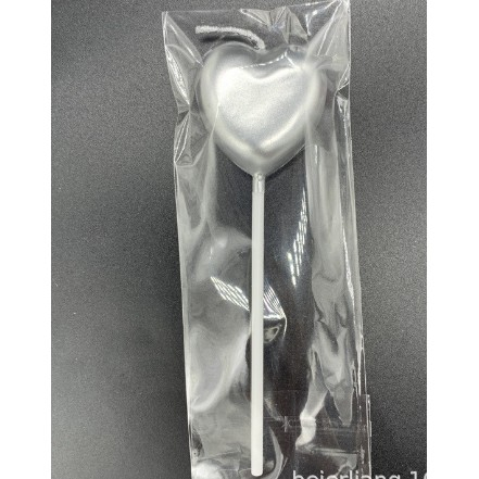 Articole petrecere - Lumanare de Tort, Flippy, Model Inima, Party, 8.5 x 3 cm, Argintiu