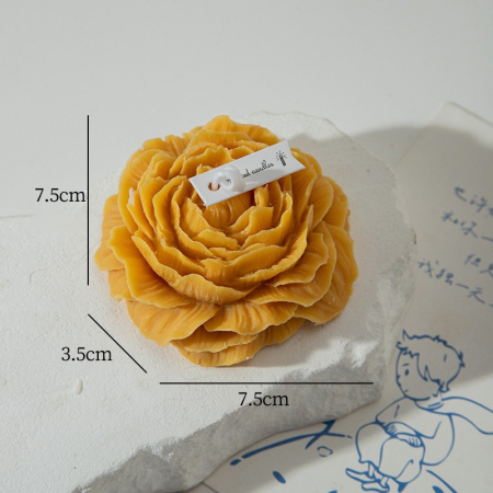 Articole petrecere - Lumanare Parfumata, Flippy, Model Trandafir, 7.5x3.5x7.5 cm, Galben Inchis, Aroma de Citrice