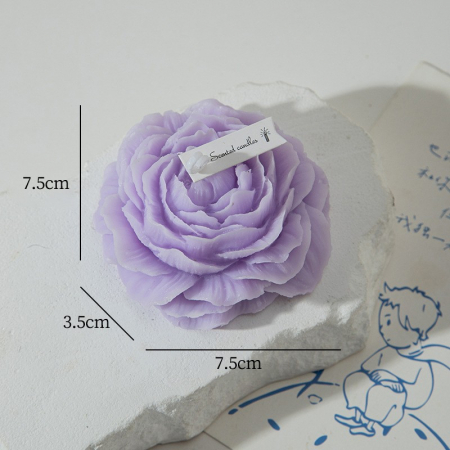Articole petrecere - Lumanare Parfumata, Flippy, Model Trandafir, 7.5x3.5x7.5 cm, Mov Deschis, Aroma de Lavanda