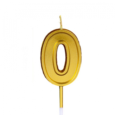 Articole petrecere - Lumanare pentru Tort Cifra 0, Flippy, 4.8 cm, Aniversare, Aurie