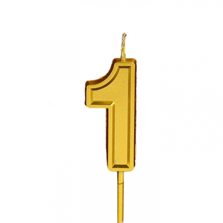 Articole petrecere - Lumanare pentru Tort Cifra 1, Flippy, 4.8 cm, Aniversare, Aurie