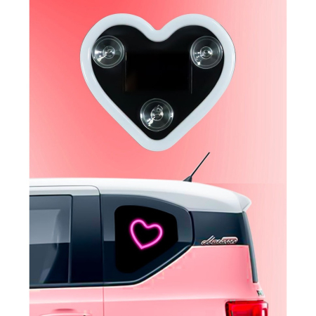 Lumina Auto Ambientala, Flippy, Model Inima, Incarcare Solara/USB, Afisaj Baterie, 9.7 x 8.4 x 1.6 cm, Roz [2]