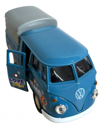 Macheta auto Welly Volkswagen T1 Double Cabin Pick Up, Scara 1:34, Albastru [1]