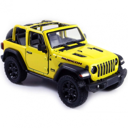 Jucarii, Copii & Bebe - Macheta metalica 1:34 Jeep Wrangler, 12 cm, Galben