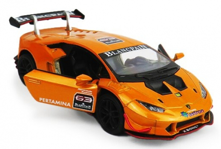 Jucarii, Copii & Bebe - Macheta metalica 1:34 Lamborghini Huracan, 12 cm, Portocaliu