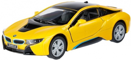 Jucarii, Copii & Bebe - Macheta metalica Bmw i8, Kinsmart, Scara 1:36, Galben