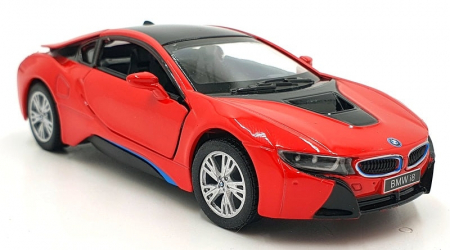 Macheta metalica Bmw i8, Kinsmart, Scara 1:36, Rosu [3]