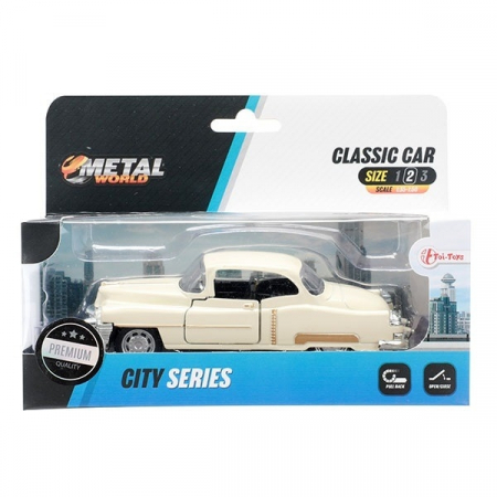 Macheta metalica clasica pull back, 12 cm,  Bej, Toi-Toys [1]