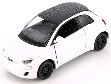 Jucarii, Copii & Bebe - Macheta metalica Fiat 500e, Kinsmart, Scara 1:28, Alb