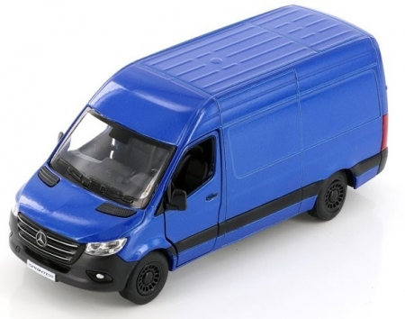 Jucarii, Copii & Bebe - Macheta metalica Kinsmart Mercedes-Benz Sprinter, Albastru, scara 1:36