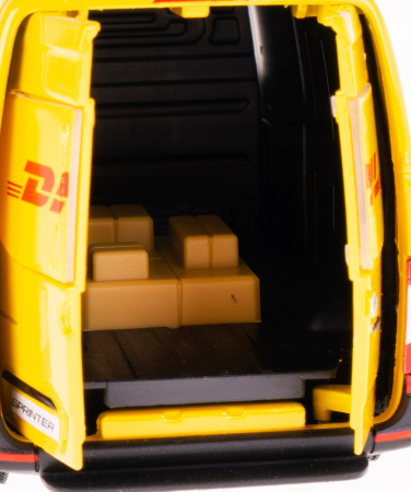 Macheta metalica Mercedes-Benz Sprinter DHL Edition, Kinsmart, Scara 1:48, Galben [4]