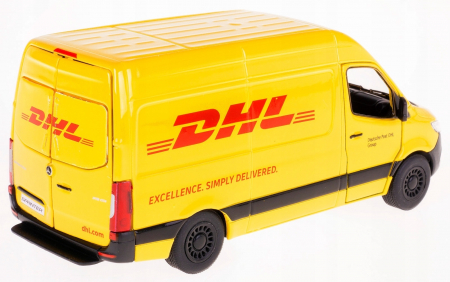 Macheta metalica Mercedes-Benz Sprinter DHL Edition, Kinsmart, Scara 1:48, Galben [3]
