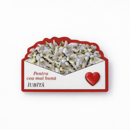 Martisoare diverse - Magneti Decorativi Martisor, Set 24 Piese, Jolie, Tema Mesaj Pentru Cea Mai Buna Iubita, Carton Laminat cu Magnet Flexibil, 8x6 cm, Multicolor