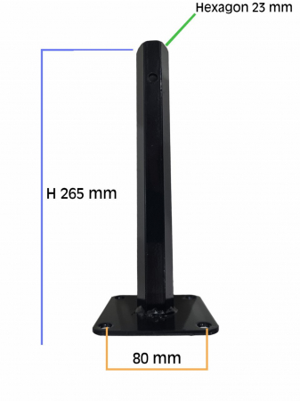 Piese si accesorii motocultoare - Manicot roata motocultor baza patrata (h 265mm - Hexagon 23mm)