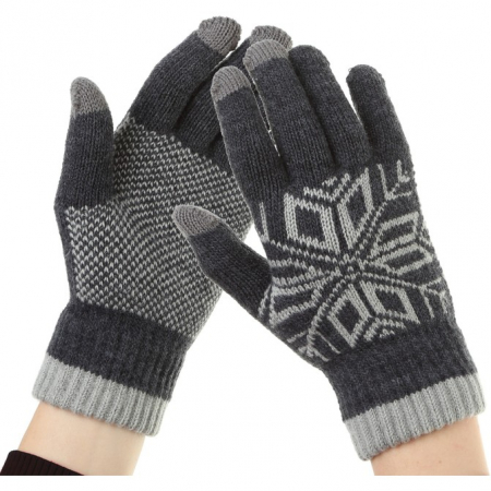 Manusi de Barbat, Flippy, Model Fulg, Functie Touchscreen (ecran tactil), Material Acril Tricotat, Manseta Elastica, Interior Catifelat, Marime Universala, Gri [4]