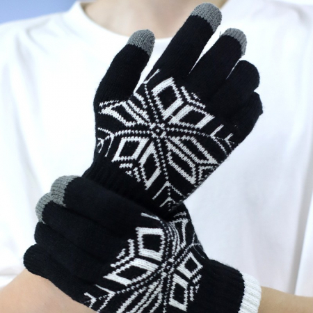 Manusi de Barbat, Flippy, Model Fulg, Functie Touchscreen (ecran tactil), Material Acril Tricotat, Manseta Elastica, Interior Catifelat, Marime Universala, Negru [6]